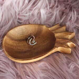 Wooden Pineapple Trinket Dish | Natural Boho Decor Catch-All